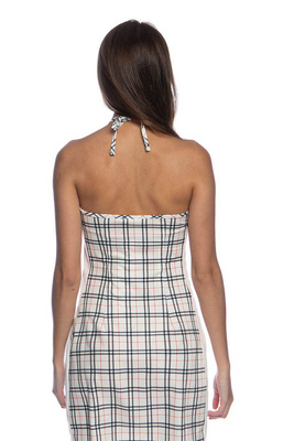 Fila Tess Aop Halter Neck Dress eggnog tartan allover