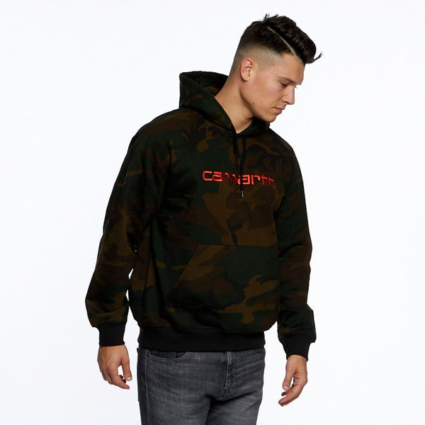 Bluza Carhartt WIP Hooded Carhartt Sweat camo evergreen/black orange