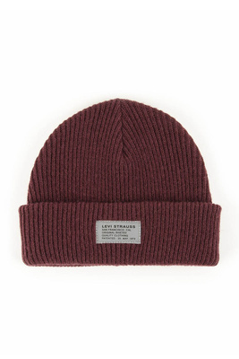 Czapka zimowa Levi's Seasonal Fuzzy Knit Beanie bordowa