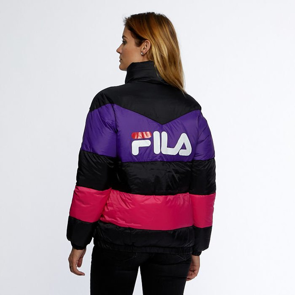 Damska Kurtka zimowa FIla Women Reilly Puff Jacket black-tillandsia-purple-pink yarrow
