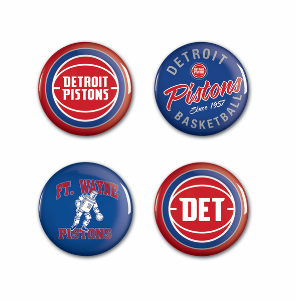 Odznaka WinCraft NBA Button 4 Pack Detroit Pistons