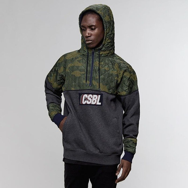 Bluza Cayler & Sons Black Label Blocked Hoody heather grey / woodland
