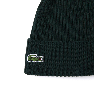 Lacoste Men's Ribbed Wool Beanie green