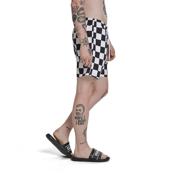Szorty Urban Classics Check Swim Shorts black / white