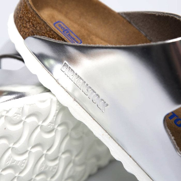 Klapki damskie Birkenstock Arizona BS Narrow Fit srebrne (1005961)