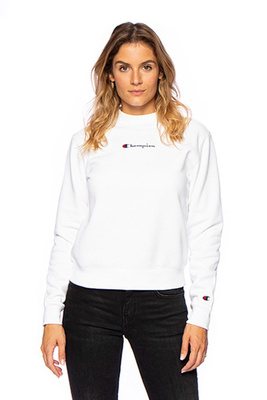 WMNS Sweatshirt Champion Organic Cotton Blend High Neck Small Script Logo Sweatshirt white