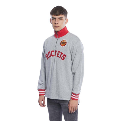 Mitchell & Ness sweatshirt Houston Rockets Sealed The Victory 1/4 Zip grey heather/red