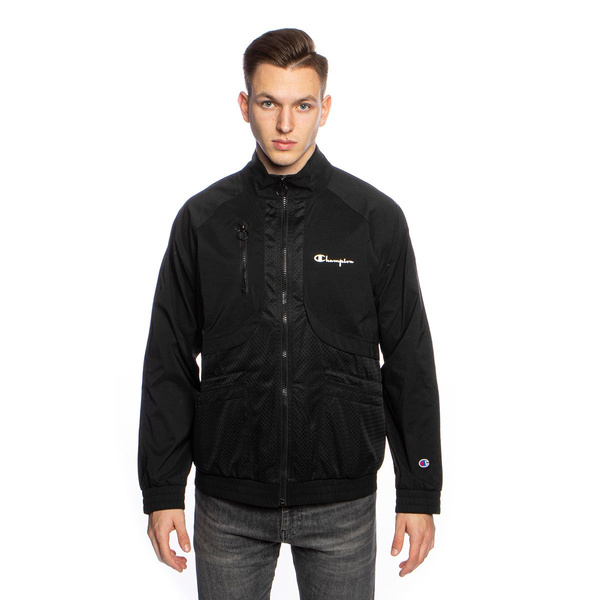 Kurtka Champion Reflective Logo Mesh Panel High Neck Zip-Up Top Jacket czarna
