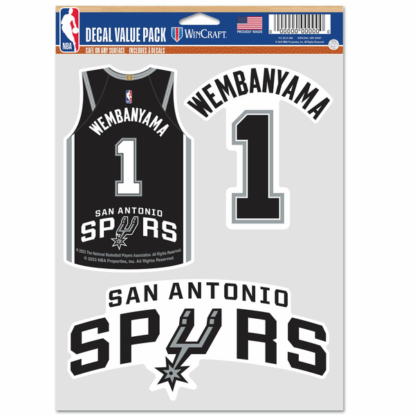 Naklejka WinCraft NBA Multi Use 3 Fan Pack Decal Victor Wembanyama San Antonio Spurs