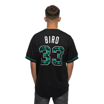 Mitchell & Ness Boston Celtics #33 Larry Bird black Name & Number Mesh Crewneck 