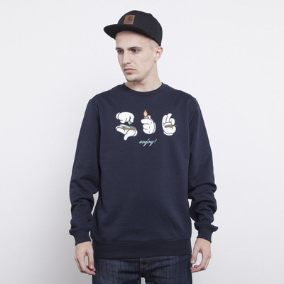 Cayler & Sons bluza Roll Light Smoke crewneck deep navy / white / blue leaves