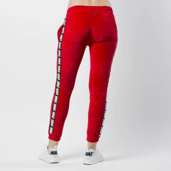 KOKA spodnie dresowe damskie Fake-Tape Velvet Pants red