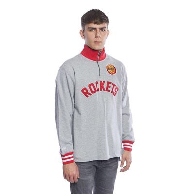 Mitchell & Ness sweatshirt Houston Rockets Sealed The Victory 1/4 Zip grey heather/red