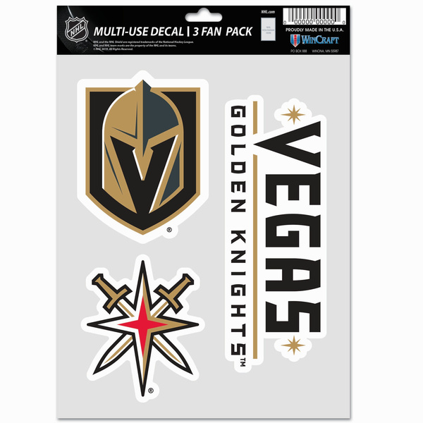Naklejka WinCraft NHL Multi Use 3 Fan Pack Decal Vegas Golden Knights