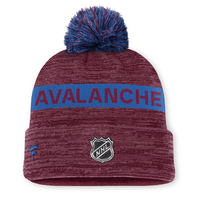 Czapka Fanatics Colorado Avalanche NHL Authentics Pro Rink Beanie Cuff With POM dark garnet/aviator blue