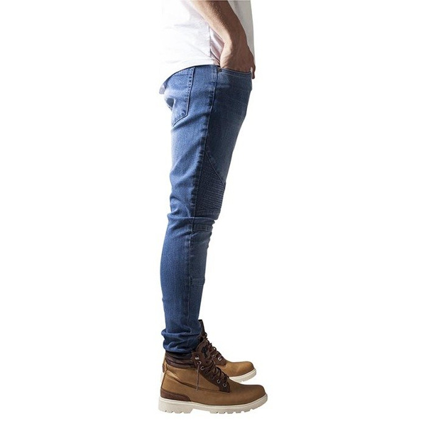 Urban Classics spodnie Slim Fit Biker Jeans blue washed TB1436