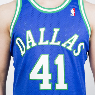 Mitchell & Ness Dallas Mavericks #41 Dirk Nowitzki blue / green Swingman Jersey 