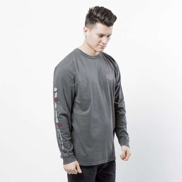 Stussy koszulka Skull & Roses Pig Dyed LS Tee black