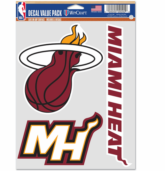 Naklejka WinCraft NBA Multi Use 3 Fan Pack Miami Heat