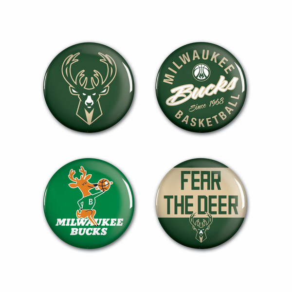 Odznaka WinCraft NBA Button 4 Pack Milwaukee Bucks