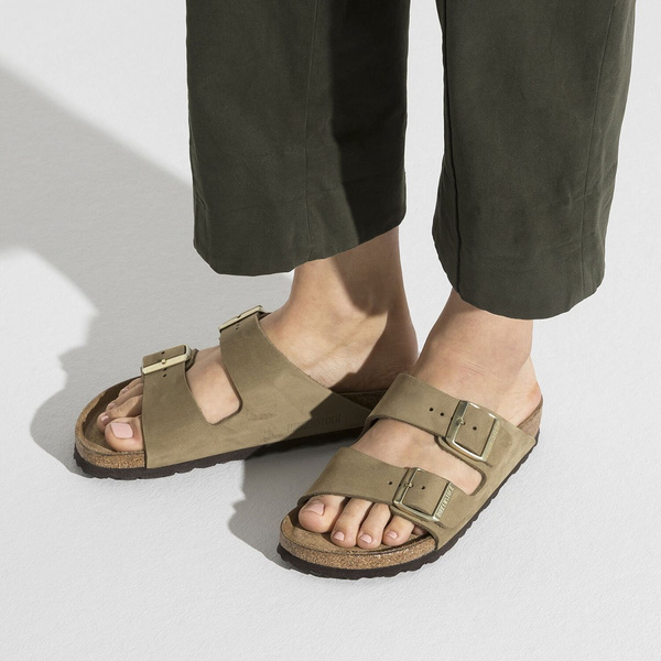 Klapki damskie Birkenstock Arizona BS Narrow Fit khaki (1018998)