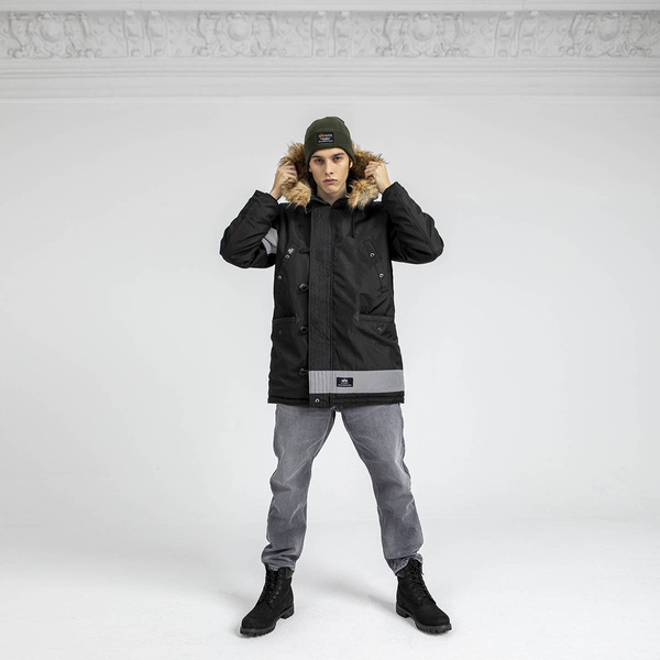 Kurtka zimowa Alpha Industries Reflective Stripes Jacket czarna