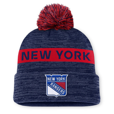 Czapka Fanatics New York Rangers NHL Authentic PRO Rink Beanie Cuff With POM navy/alhletics red 