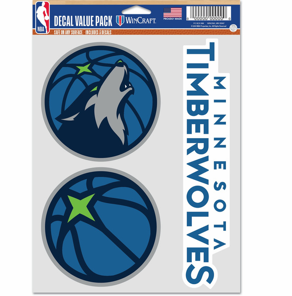 Naklejka WinCraft NBA Multi Use 3 Fan Pack Minnesota Timberwolves