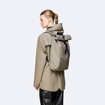 Backpack Rains Roll Top Rucksack taupe