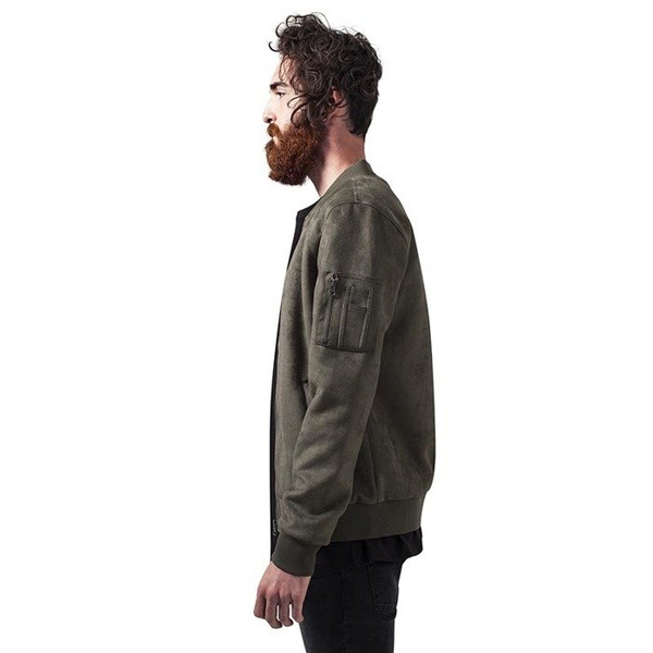 Urban Classics kurtka Imitation Suede Bomber Jacket olive
