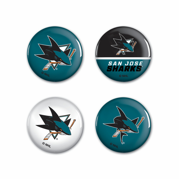 WinCraft NHL Button 4 Pack San Jose Sharks