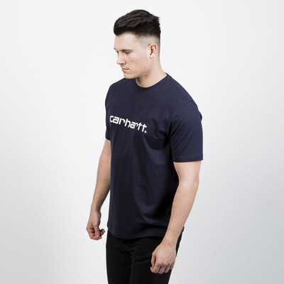 Koszulka Carhartt WIP S/S Script T-Shirt dark navy / white