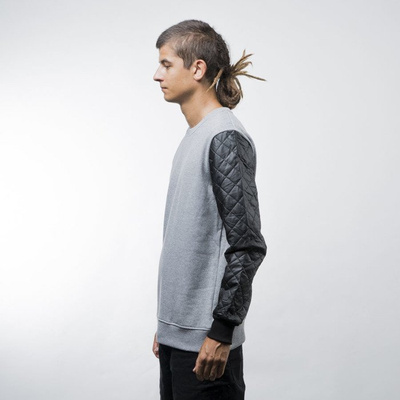 Urban Classics bluza Quilt Leather Imitation Sleeve Crewneck grey black (TB1110)