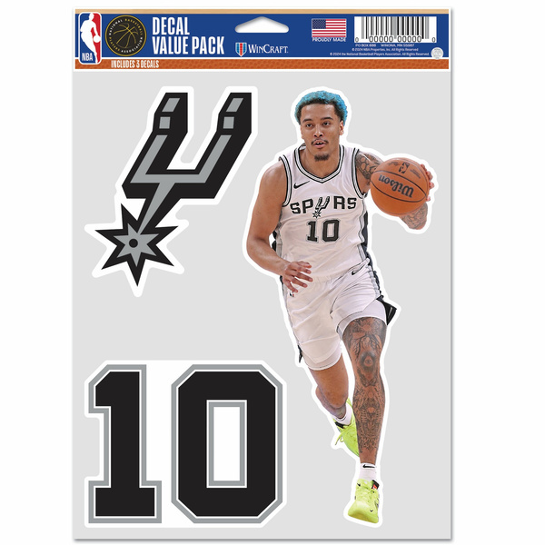 Naklejka WinCraft NBA Multi Use 3 Fan Pack Decal Jeremy Sochan San Antonio Spurs