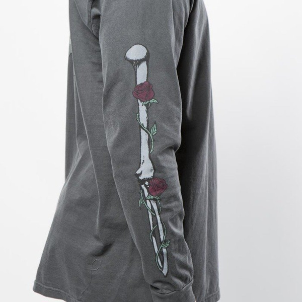 Stussy koszulka Skull & Roses Pig Dyed LS Tee black