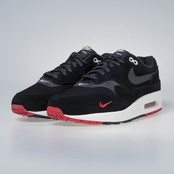Sneakers buty Nike Air Max 1 Premium black/oil grey-university red (875844-007)