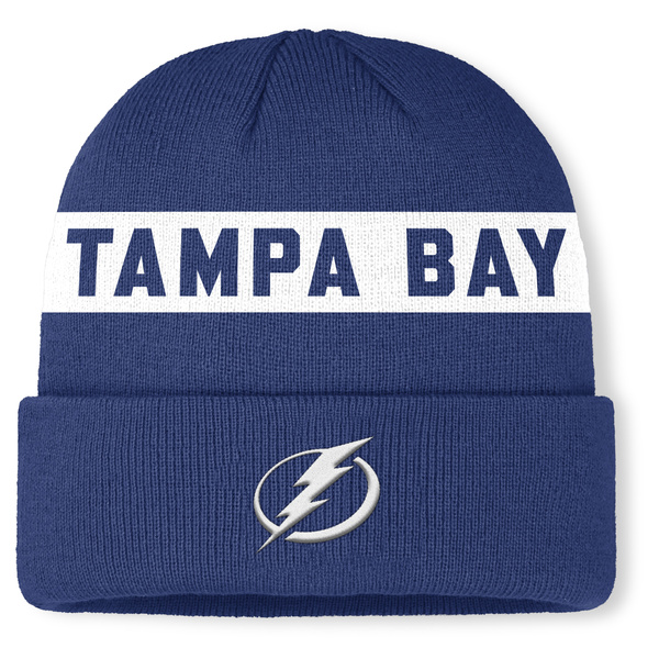Czapka Fanatics NHL Authentic Pro A/Cap Cuffed Beanie Tampa Bay Lightning Blue Cobalt/White