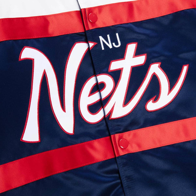 Mitchell & Ness New Jersey Nets Special Script Heavyweight Satin Jacket navy