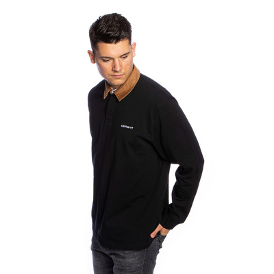 Longsleeve Carhartt WIP L/S Cord Rugby Polo black/hamilton brown/white