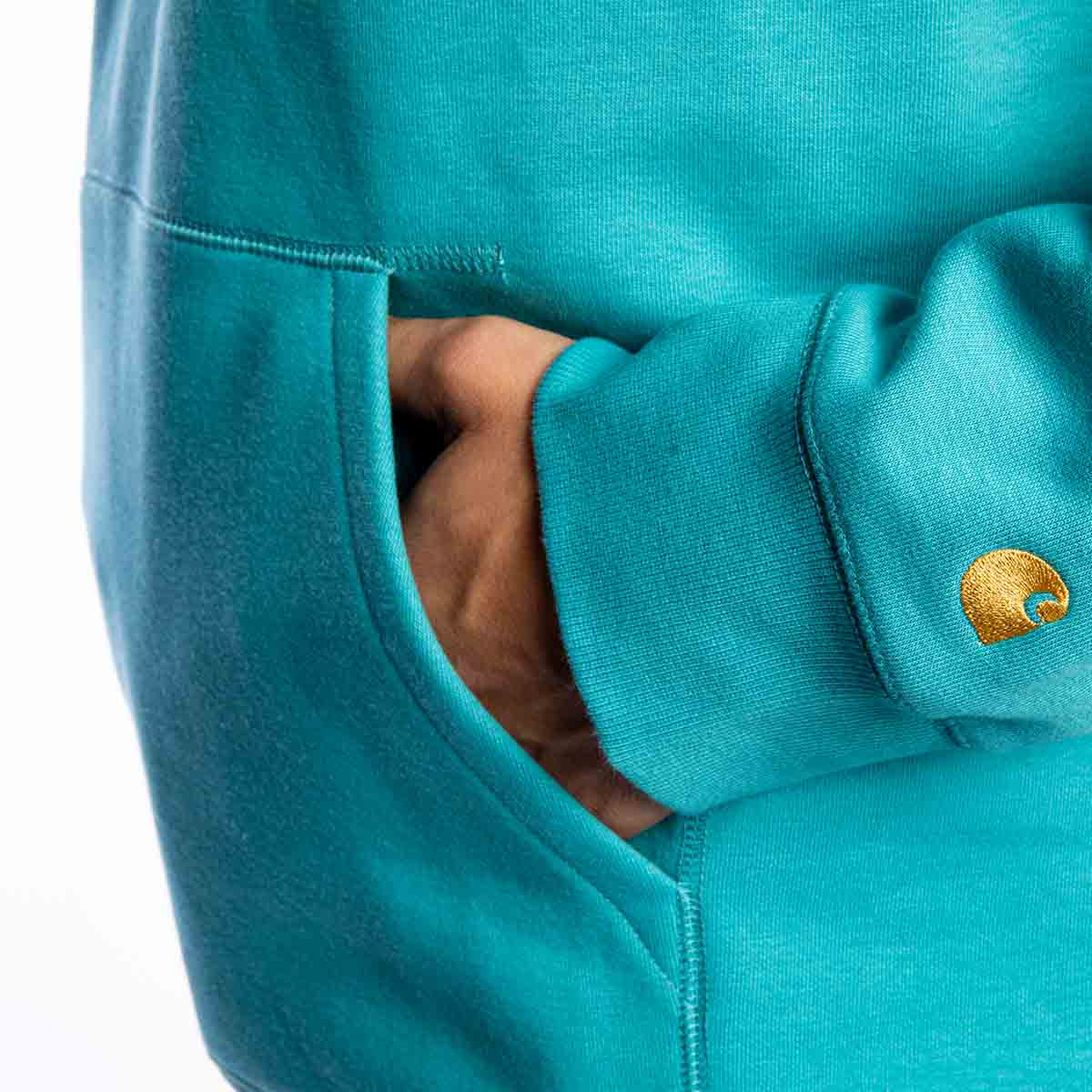 Carhartt WIP Hooded Chase Sweat frosted turquise/gold