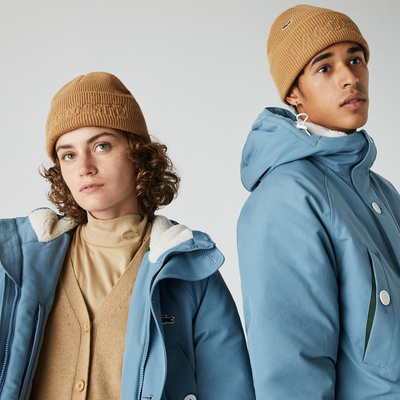 Lacoste Unisex Live Embroidery Wool Blend Beanie sand