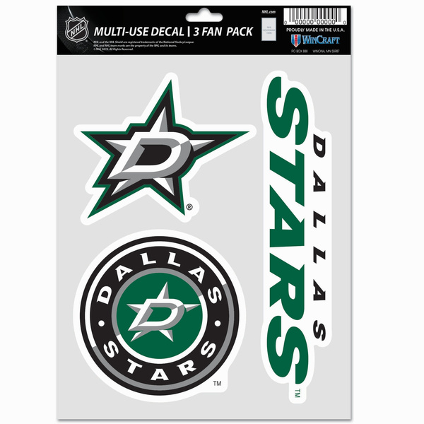 Naklejka WinCraft NHL Multi Use 3 Fan Pack Decal Dallas Stars