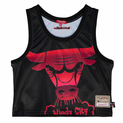 Koszulka damska Mitchell & Ness Chicago Bulls Women's Big Face 4.0 Crop Tank czarna