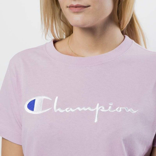 Koszulka damska Champion T-shirt Embroidered Logo WMNS pink
