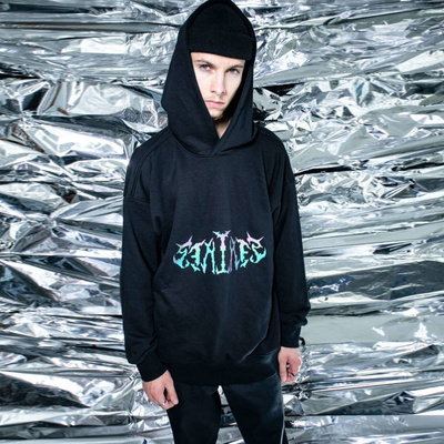 Bluza Stalker Angel Tribal Holo Rainbow Oversize Hoodie czarna