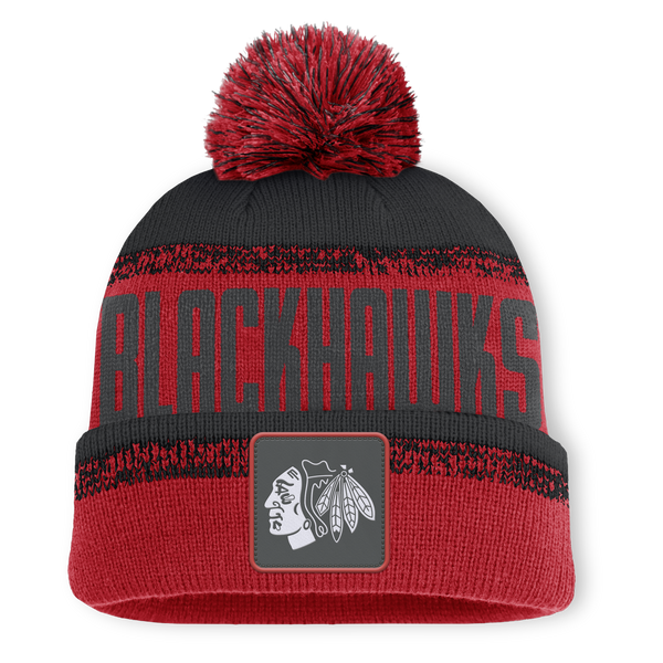 Fanatics NHL Thrive Cuffed Pom Beanie Chicago Blackhawks Athletic Red/Black