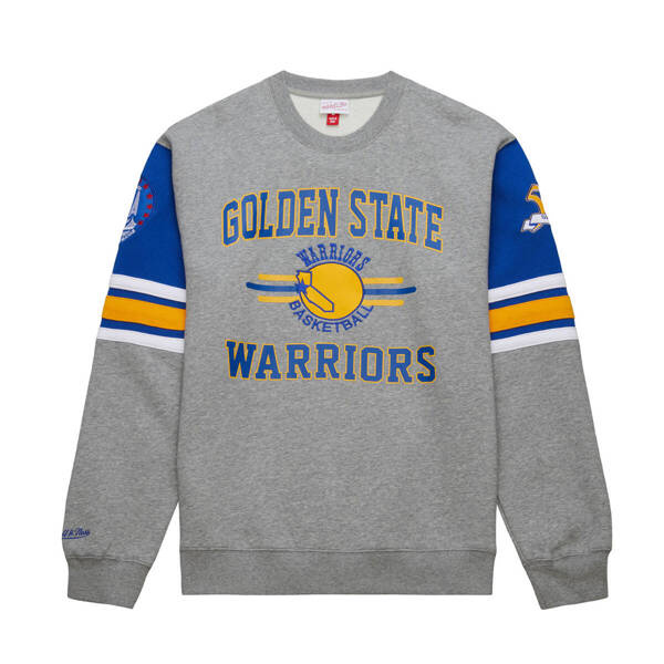 Mitchell & Ness NBA Allover Crew 4.0 Vintage Logo Golred State Warriors grey heather