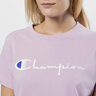 Koszulka damska Champion T-shirt Embroidered Logo WMNS pink
