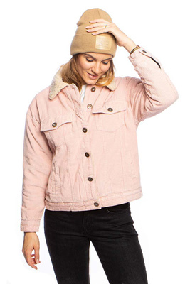 Urban Classics Ladies Oversize Sherpa Corduroy Jacket rose/beige