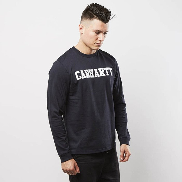 Koszulka Carhartt WIP L/S College Longsleeve dark navy / white
